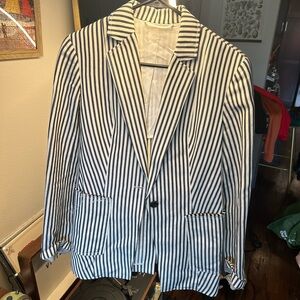 3.1 Phillip Lim Navy-Grey and White Striped Blazer